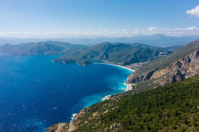 Aerial Photo of an Ocean and Mountains Fethiye, Turkey