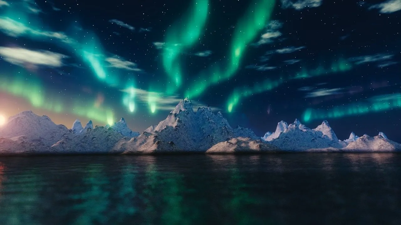 northern lights, aurora borealis, blender