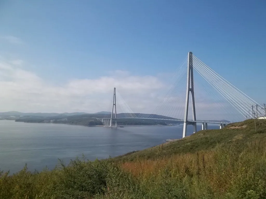 Eastern Bosphorus bridge and Russky Island, Vladivostok