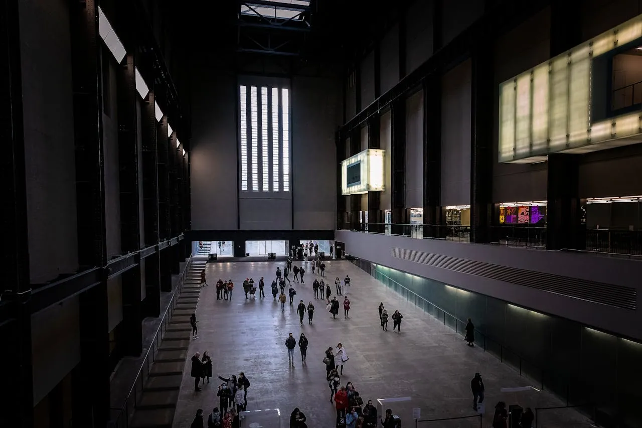 Expansive Interior of Iconic Tate Modern Gallery, London, England