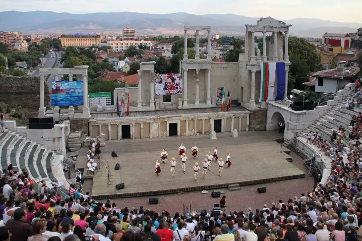 The International Folklore Festival in Ancient Roman Theatre, Plovdiv, Bulgaria