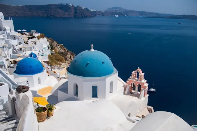 Church Dome in Oia on Sea Coast in Town in Greece
