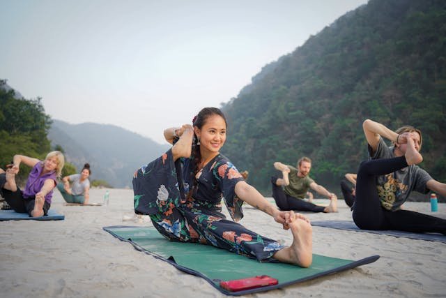Outdoor Yoga Session in Scenic Bali, Indonesia