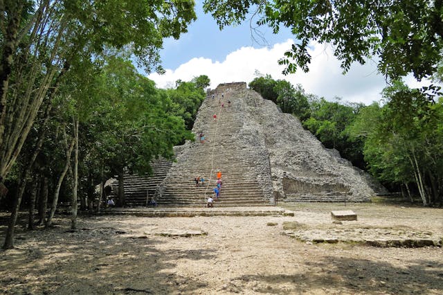 People Climbing Stair Coba, Q.R., Mexico