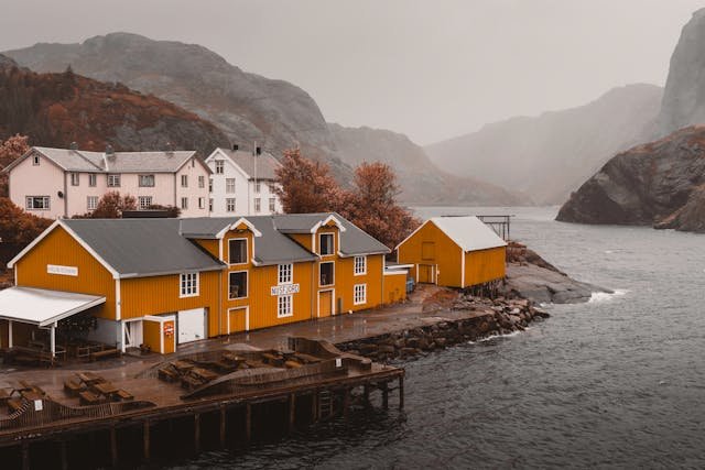 Scenic Nusfjord Village in Lofoten, Norway
