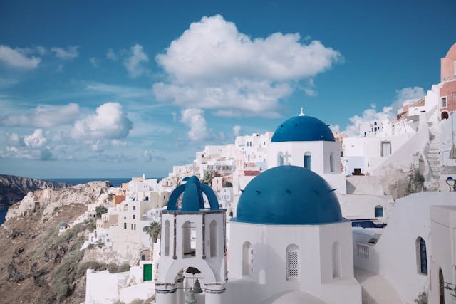 Three Blue Domes Santorini