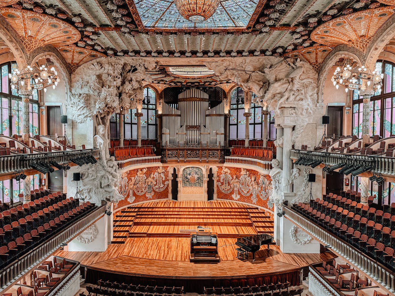 Ornate Interior of Palau de la Musica Catalana