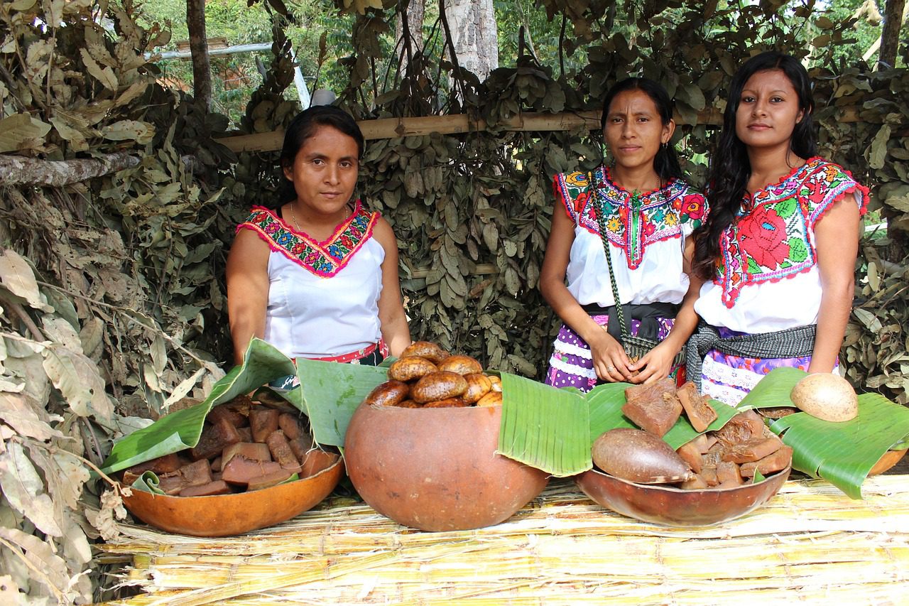 indigenous women in traditional clothes, oaxaca, Mexico