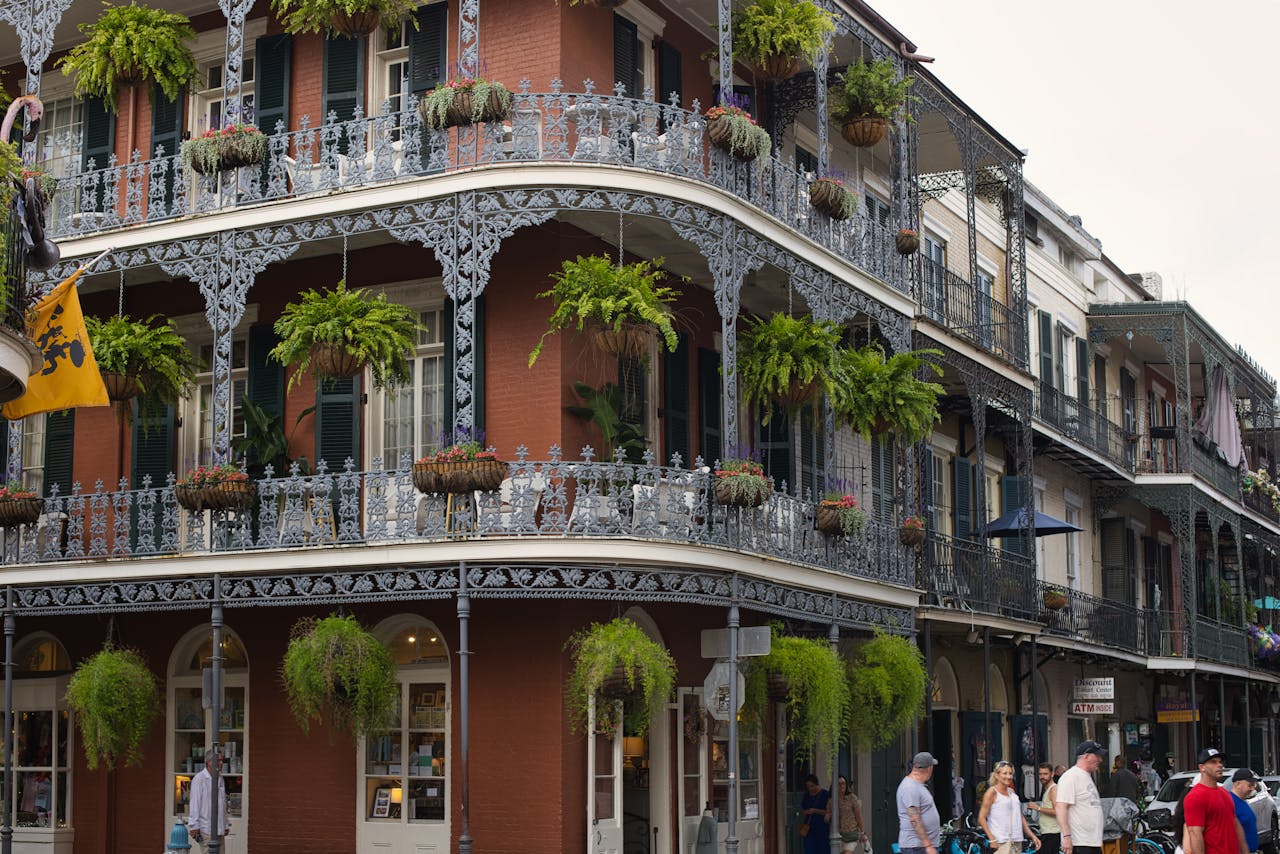 Building with Plants Hanging over Balconies New Orleans, Louisiana