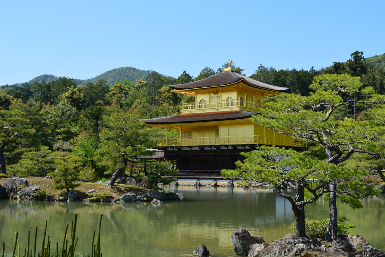 Golden Pavilion in the Garden in Kyoto, Japan