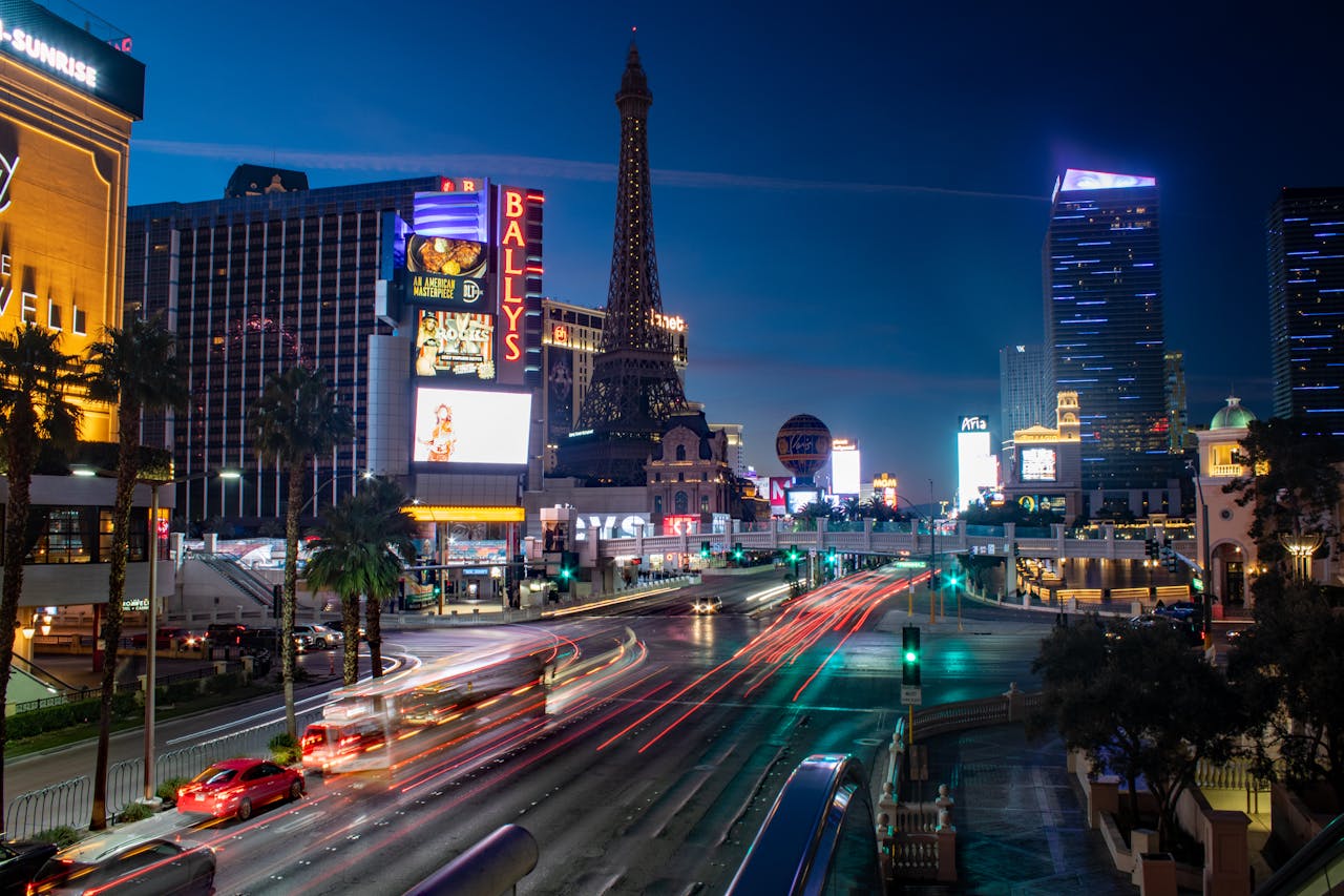 Light Trails on the Road During Night Time Las vegas