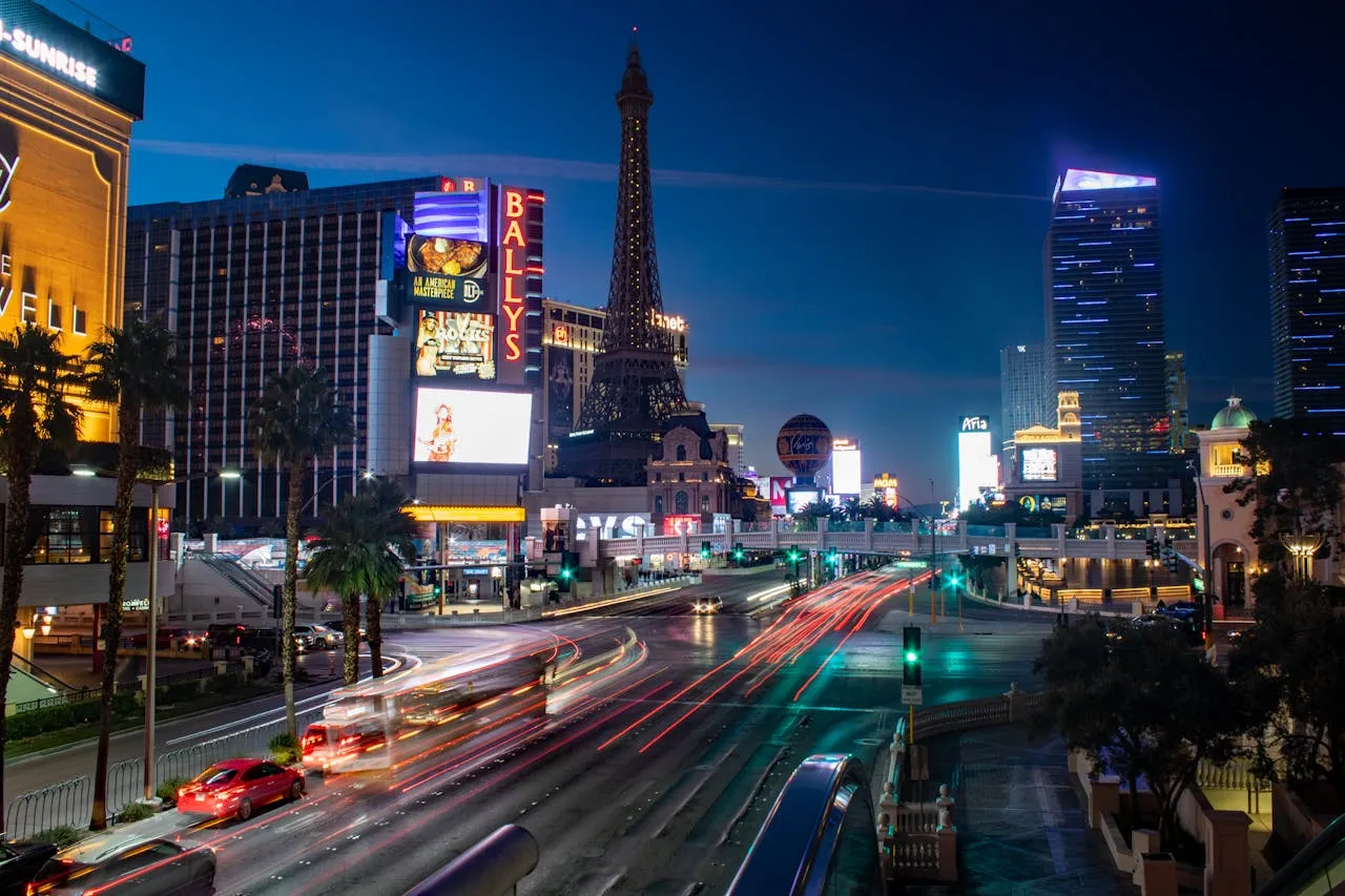 Light Trails on the Road During Night Time Las vegas